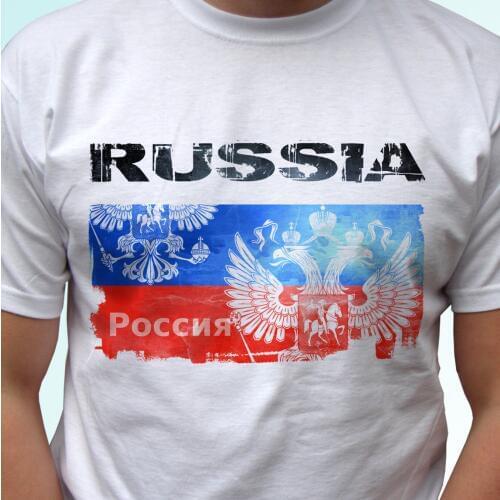 Top Tee 100% Cotton Humor Men Crewneck Tee Shirts Russia Flag Design White T Shirt Top Modern Tee - Mens Sizest Shirts for Men