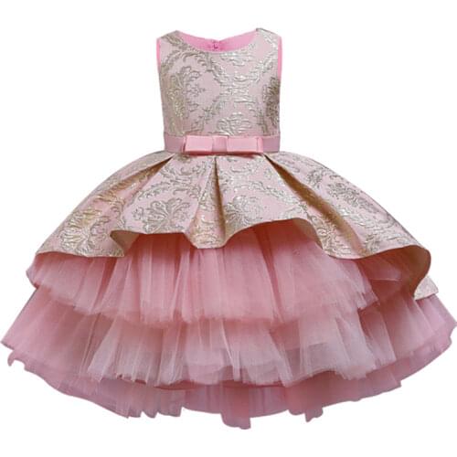 2021 New Children Casual Dress Lace Tutu Baby Girls Princess Dress Jacquard Fluffy Dresses Flower Girl Halloween Christmas 2-8st