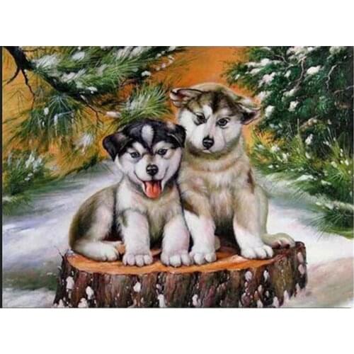 New Arrival Diy 5D Diamond Painting Dog Husky sale Diamond Embroidery Animal Mosaic Winter Needlework Christmas Decorations