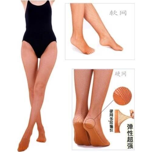 Wholesale Discount High Quality Hard Joined Yarn Toffee And Black Women Spandex Ballroom Professional Latin Fishnet Dance Tights