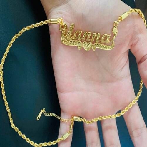 Customized Name Necklace Hip Hop Names Carved Jewelry Personalize Single-layer Necklaces Smooth Name Necklace Women Gift