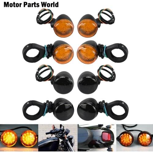 Motorcycle Front Rear 39mm/41mm Metal LED Turn Signal Indicator Light Fork Clamp For Harley Bobber Dyna Sportster XL883 XL48