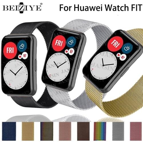 Milanese Loop Band For Huawei Watch FIT Strap Magnetic Loop Stainless Steel Metal Watchband For huawei fit Bracelets Accessories