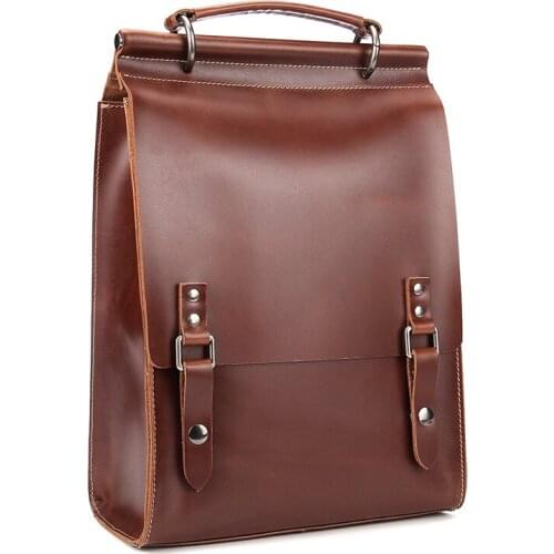 Fashion Glossy Leather Backpack Black Mens and Womens Universal A4 Work School Leather Schoolbag