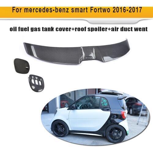 Carbon Fibre Rear Window Spoiler Wing Side Air Vent Exterior Oil Gas Cap for Mercedes benz Smart Fortwo 2Door 2016 2017 3PCS
