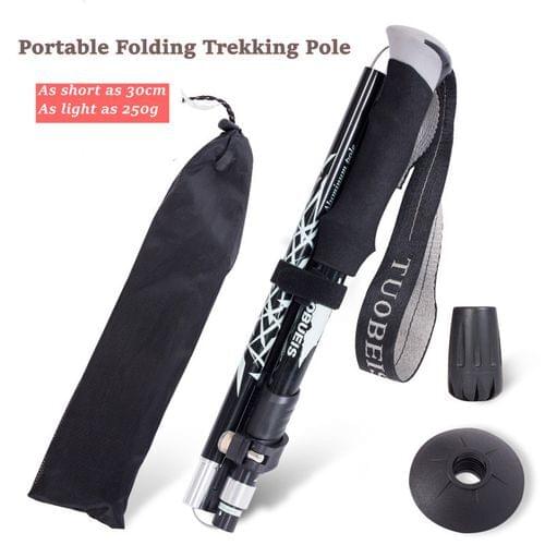 Ultra-light Telescopic Folding Trekking Pole Aluminum Alloy Trekking Mountain Climbing Pole Outdoor Equipment