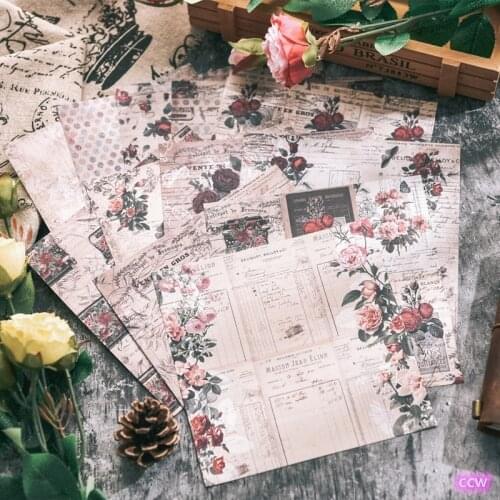 Vintage Rose TN Material Paper DIY scrapbooking junk journal base collage gift wrapping decoration material paper