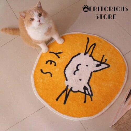 Funny Cat Rug Soft Plush Pet Carpet Letters Round Dog Game Pads Anti-slip Pets Sleeping Bed House Base Pets Accessories 60cm