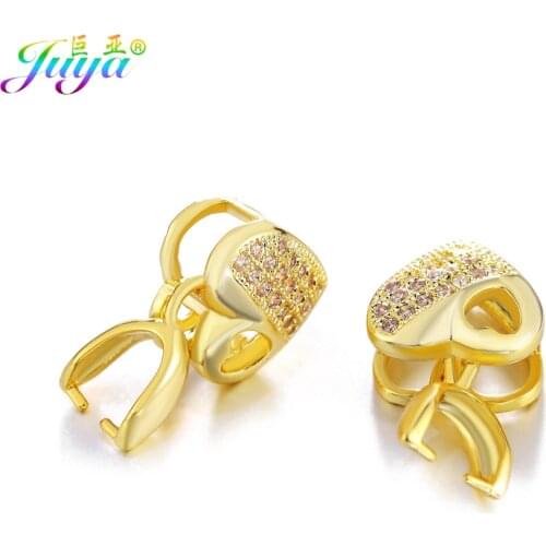 Handmade DIY Jewerly Components Heart Shape Clamp Pinch Clip Connectors Accessories For Women Crystals Agate Jewelry DIY Making