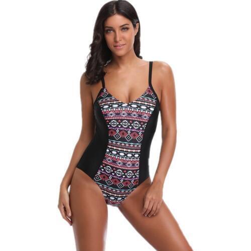 2020 Print One Piece Swimwear Women Vintage Swimsuit Black Bathing Suit Backless Bodysuit High Cut Monokini Plus Size Beachwear