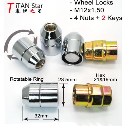 1Set 2Keys M12x1.5 1.50 Wheel Locks Lug Nuts Anti theft Nut Rims For Chevrolet Colorado Orlando Malibu HHR Canyon Spark Cobalt