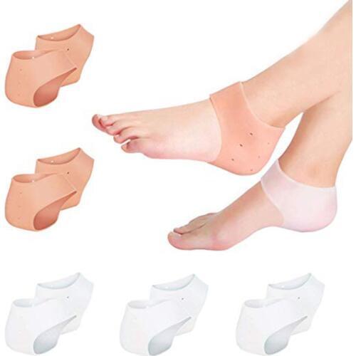 1 Pair Gel Heel Sleeves Breathable Silicone Heel Socks Protectors Repair Dry Cracked Heel Reduce Pains of Plantar Fasciitis