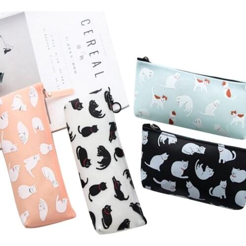 1Pcs/lot Lovely Cat Silicone Pencils Case Zip Bag School Office Supplies School Supplies Stationery