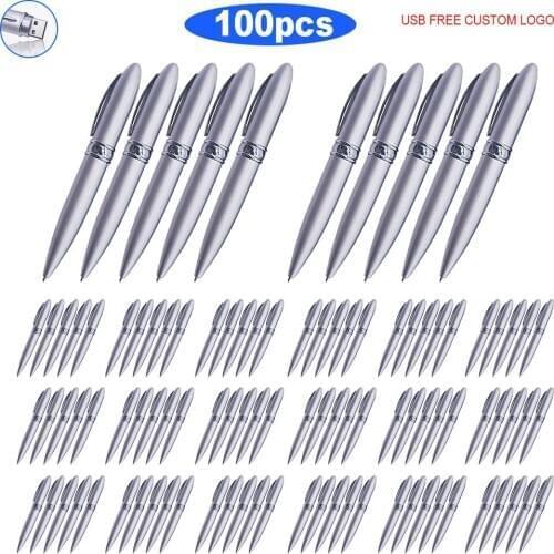 100pcs free logo metal usb flash drive 32GB 16GB 8GB memoria usb 64GB 128GB pendrive pen drive read capacity cle usb 2.0 stick