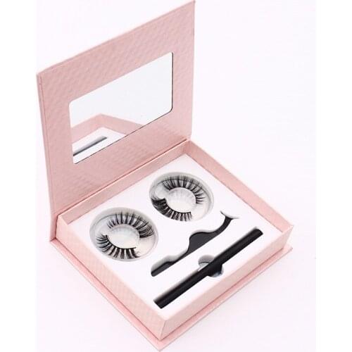 2 Pairs 3D Magnetic Eyelashes Reusable Magnet Eyelashes Magnetic Liquid Eyeliner and Magnetic False Eyelashes and Tweezers Set