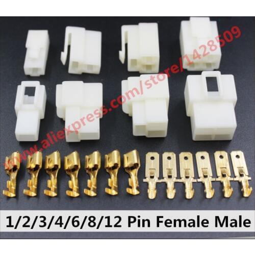 20 Sets 6.3 Series 1 / 2 / 3 / 4 / 6 / 8 / 12 Pin Automotive Wire Connector Motorcycle Car Engine Plug With Terminals Pins