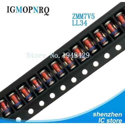 200PCS/LOT ZMM7V5 LL34 7V5 7.5V 0.5W 1/2W Zener Diode SMD diode