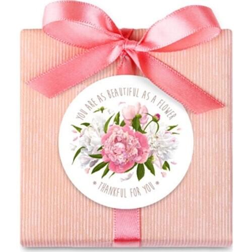 36 Pcs Thankful for you Flower Party Favors Gift Sticker For Wedding Biscuits Cake Gift Bags Black Packaging Sealing Sticker