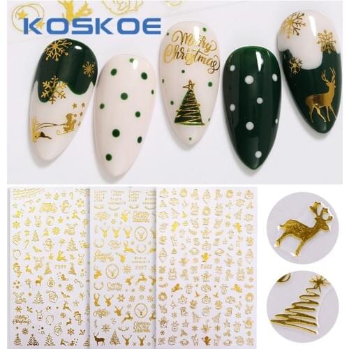 1 Sheet 3D Nail Sticker Christmas Bronzing Snowflake For Gold Silver Nail Art Stickers Snowflake DIY Nail Art Decoration Decals