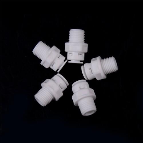 New 5PCS RO Water Connect White 1/4'' Push Fit Tube 1/4'' Thread Male Quick Connect