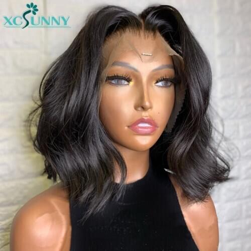5x5 Silk Scalp Top Bob Wig Water Wave Short Lace Front Human Hair Wigs 4x4 Closure Wig With Baby Hair Remy Peruvian xcsunny