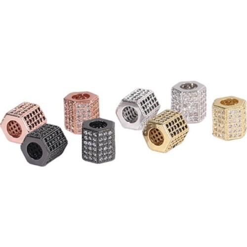 8*7mm tube crystal micro pave cz zircon cubic zirconia beads copper silver gold black plated bracelet accessories yhfh34