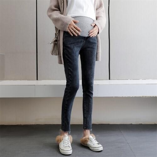 811# Maternity pants Spring Autumn Slimming Maternity Jeans Belly Support Pants Elastic Waist Maternity Trousers