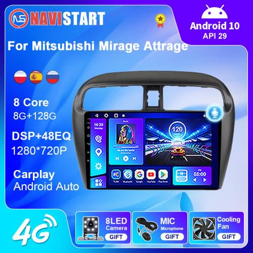 Voice System Car Radio for Mitsubishi Mirage Attrage 2012-2018 Autoradio Android Auto Carplay Automotive Sound Navigation GPS