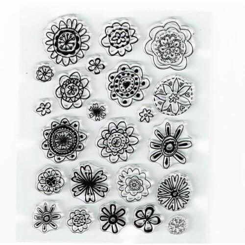 Cute Flower Stamps Clear 32 Flowers Decoration Stamps Kids Craft Stamps Seal Scrapbook Supplies