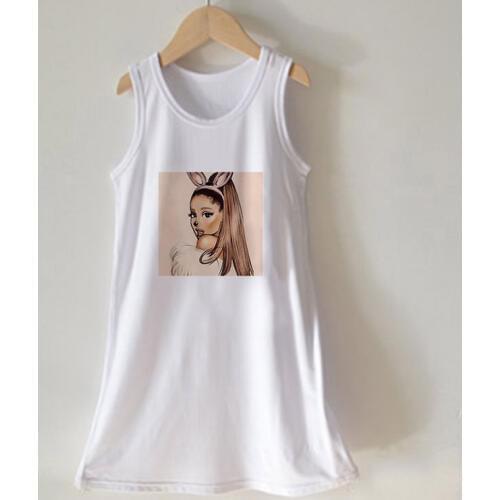 Fashion 2020 New Girls Clothes Ariana Grande Kawaii Pattern Girl Dress Summer Children Dress Knees Girl Dresses Cartoon Novelty