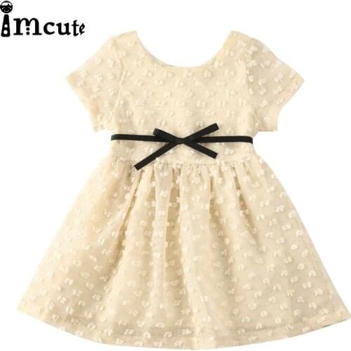 Imcute 2020 Little Girls Summer Dress Back Zipper Up Design Waist Design Wild Fashion Cute Sweet Princess Dress