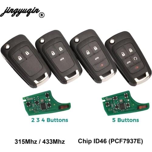 Jingyuqin 2/3/4/5Button Folding Flip 315/433MHz Remote Smart Car Key Fob For OPEL For Buick ID46 PCF7937E Chip Uncut HU100 Balde