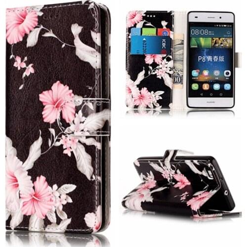 Marble Pattern Leather Phone Case For Huawei Ascend P8 2017 P9 Lite Cover Flip Shell Stand Wallet Bag Card Holder
