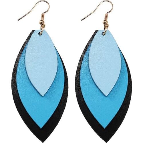 Fashion Pu Leather Earrings Hot Sale Multilayer Stitchingtrendy Earrings for Women Girls Party Wedding Jewelry Decoration Plant