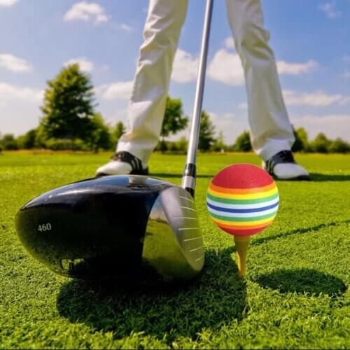 Rainbow Stripe Golf Balls EVA Foam Sponge Golf Balls Swing Practice Trainer Aids Golf Training Aid Tool Yellow/Red/Blue 35mm