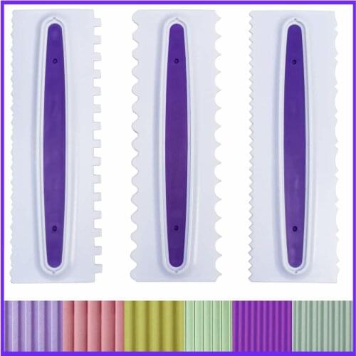 Set of 3 Decorating Comb and Icing Smoother Decorating Mousse Butter Cream Cake Edge Tools Scraper Polisher