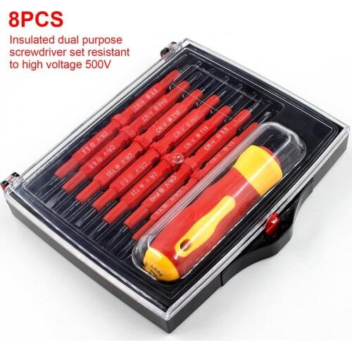 8-piece Screwdriver Slotted Cross Head Combination Electrician Hand Tool Insulated Handle Head Magnetized Hardware Tool