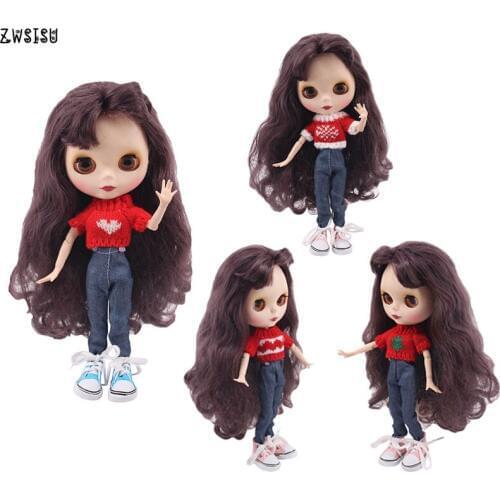 Blyth Doll Clothes 15 Styles 1 Set Clothes=Sweater+Jeans For BJD 30 Cm 1/6 Blyth Doll Dress For Generation Girl`s Christmas Toy
