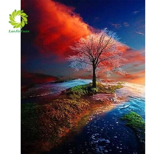 FULL 5D DIY Diamond Painting Cross Stitch Kit Tree Picture Gifts Round Diamond Embroidery Mosaic Pattern Home Decoration