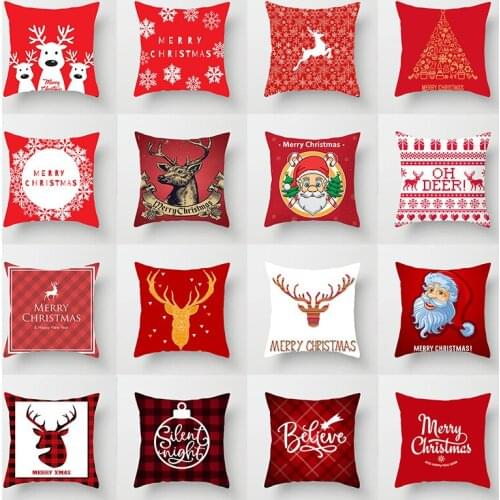 Christmas Decor Throw Pillow Case Happy New Year Cushion Covers for Home Sofa Chair Decorative Pillowcases Hug Pillow Case