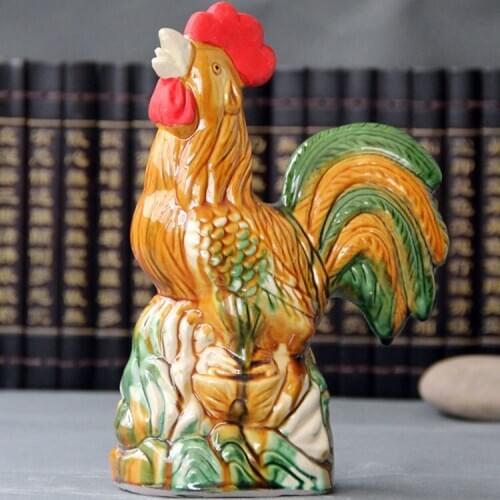 Pure Handmade, Ceramics Tang Tri-color, bright red cock Decorations, Exquisite Crafts Decorations