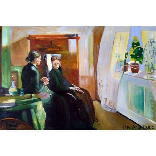 Hand Painted Wall Art Canvas Painting Spring, 1889 Edvard Munch Portrait Oil Painting Home Decoration Fine Arts