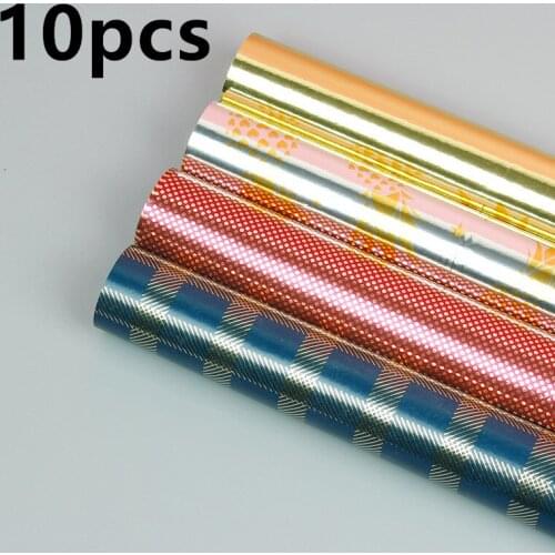 New 10pcs Gold Print Craft Papers Gift Wrapping Papers New Year Christmas Gift Wrapping Paper Roll for Gift Decoration