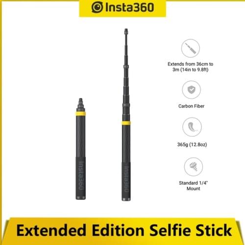 Insta360 3 Metre Extended Edition Invisible Selfie Stick Action 4K Camera Accessories Carbon Fiber Handle for ONE X2/ONE R/ONE X