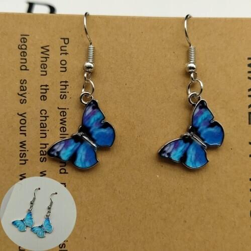 Blue Butterfly Drop Earrings for Women Multicolor 2021 Alloy Dangle Earrings Statement Earring Wedding Jewelry Wholesale