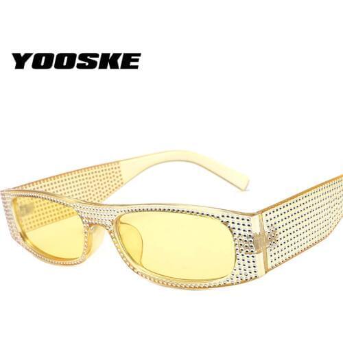 YOOSKE Imitation Diamond Sunglasses Women Brand Designer Luxury Square Rhinestone Sun Glasses Ladies Rectangle Eyewear Shades