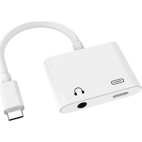 USB-C to 3.5mm Earphone AUX Audio & Type-C Female Combo Charge Adapter for Cell Phone Tablet