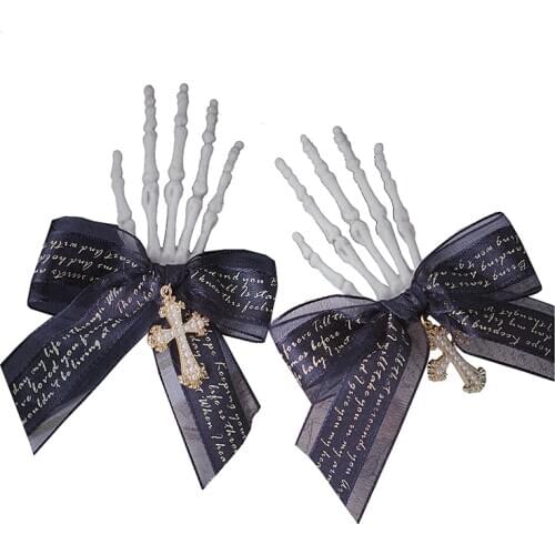 Vintage Gothic Personality Ribbon Bowknot Skull Ghost Hand Hairpins Barrette Halloween Hair Clips for Women Girl Wholesale