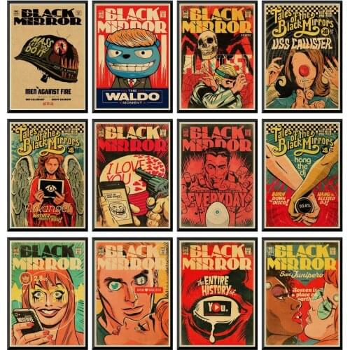 Classic Movie Black Mirror Vintage Kraft Paper Poster Good Quality Painting Retro Poster For Home Bar Wall Deco 42X30cm