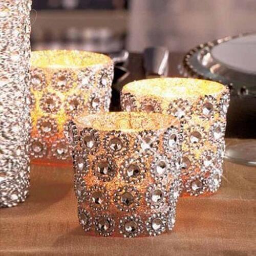 1 yard Flower Mesh Rhinestone Ribbon Wrap diy for Wedding Party Cake Vase table centerpieces Birthday Bridal Shower Decoration